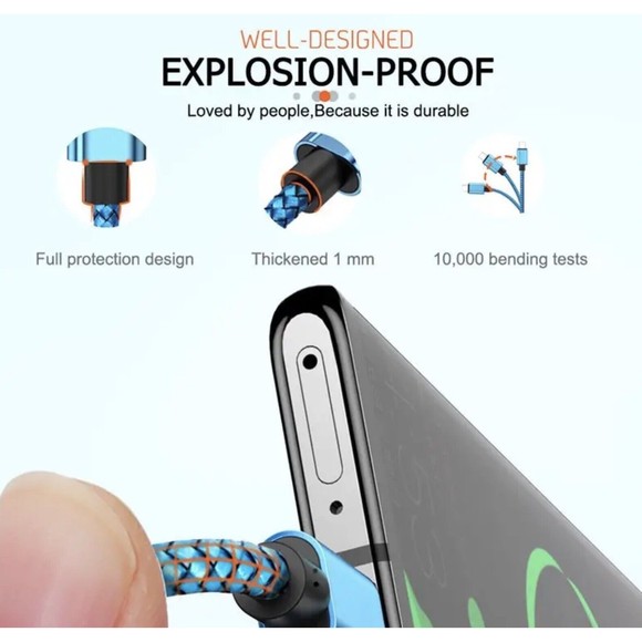 USB-C  6FT long  Fast Charging Data SYNC Charger Cable Cord silvery - Picture 4 of 9